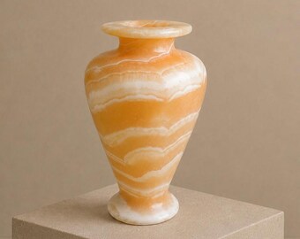 Vintage Neoclassical Solid Onyx Vase – c. 1970s–1980s