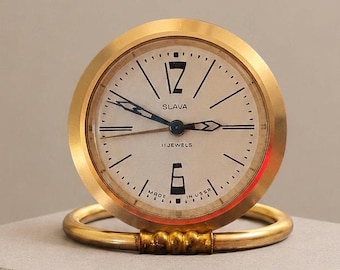 Slava Mechanical Ring Stand Desk Clock – c. 1970–1979