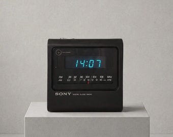 Sony Digicube Space-Age Digital Clock Radio (Black Edition - ICF-C11W) – c. 1985–1989