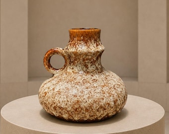 Stein-Keramik Brutalist "Onion" Fat Lava Handle Vase (Model 46-20) – c. 1970–1979