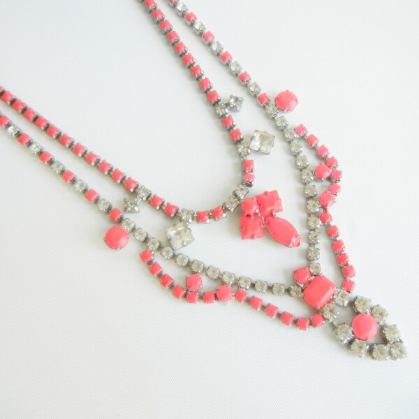 Vintage 1950s One Of  A Kind Neon Pink Necklace - Made to Order - Can Be Made Any Neon Color