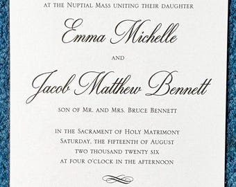 The Emma, Personalized Wedding Invitations and Envelopes, Elegant and Simple, Custom Paper, Ink and Colors, Customizable Wedding Stationery