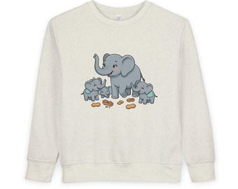 Mama Elephant with Baby Herd Sweatshirt | Cute Nursery Animal Kids Top