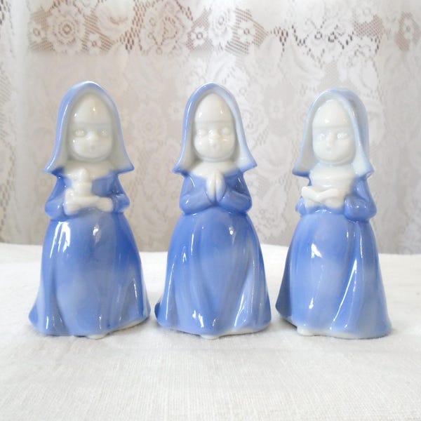 Vintage Inarco Nun Figurine Set Of Three Japan