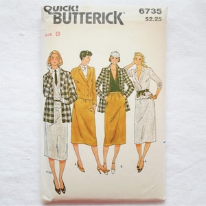 Vintage Butterick Pattern 6735 Misses&#39; Jacket and Skirt Size B 10 12 14