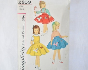 Vintage Simplicity Pattern 2359 Child's Jumper and Skirt Size 3 Chest 22 Transfer Included