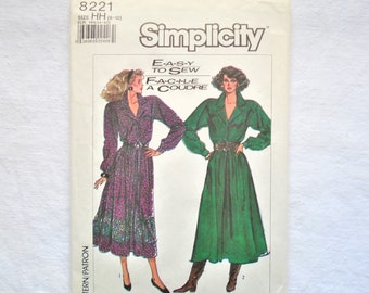 Vintage Simplicity 8221 Dress Pattern  1987 Size HH 6 8 10 12