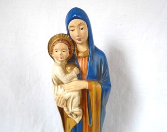 Vintage Ucagco Blessed Mother and Jesus Figurine 9 Inches Japan