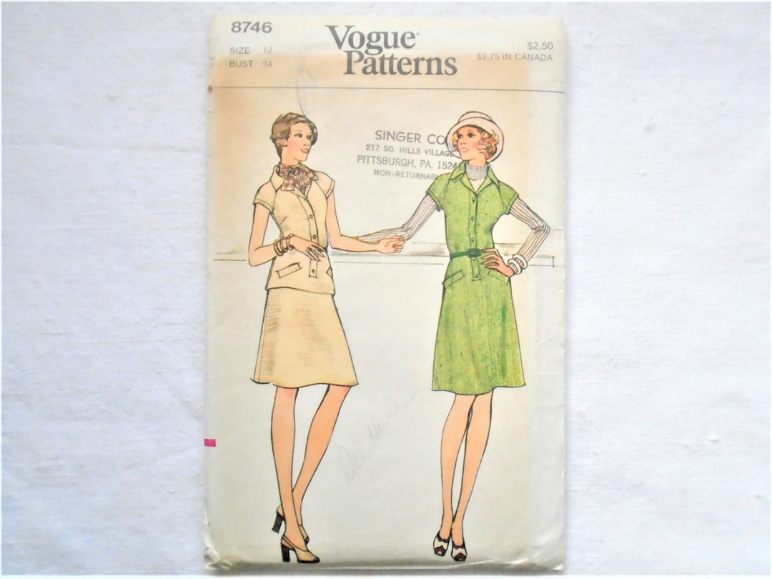 Pattern 8746 Vintage Vogue 8746 Misses' Dress Top and Skirt Pattern Size 12 - Etsy