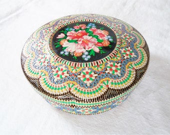 Vintage Mosaic Tin Multi Color Made In Holland