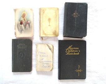 Vintage Tattered Prayer Book Lot 6 Books