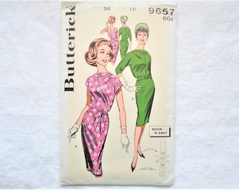 Vintage Butterick 9657 Dress With Cowl Neckline Pattern Size 16