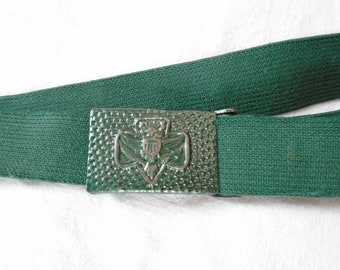 Vintage Girl Scout Belt Green Elastic belt With Metal Buckle