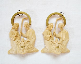 Vintage Christmas Nativity Ornament Italy 2 Ornaments