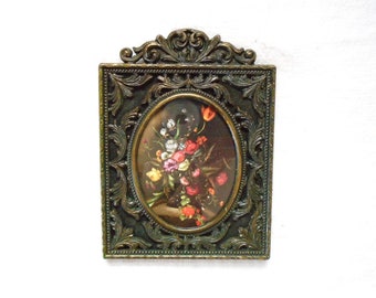 Vintage Framed Floral Art Metal Picture Frame Italy