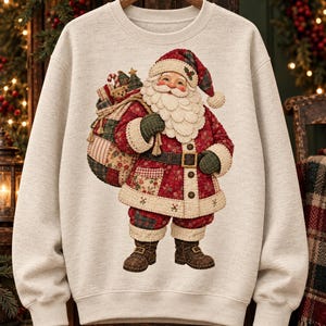 Patchwork-Weihnachtsmann (PNG), Vintage-Weihnachts-Sublimationsdesign