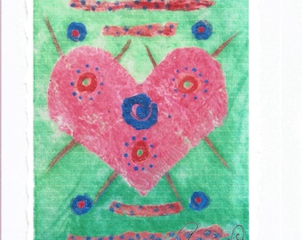 Pink Heart - Greetings Card