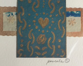 Golden Heart on Turquoise - Greetings Card