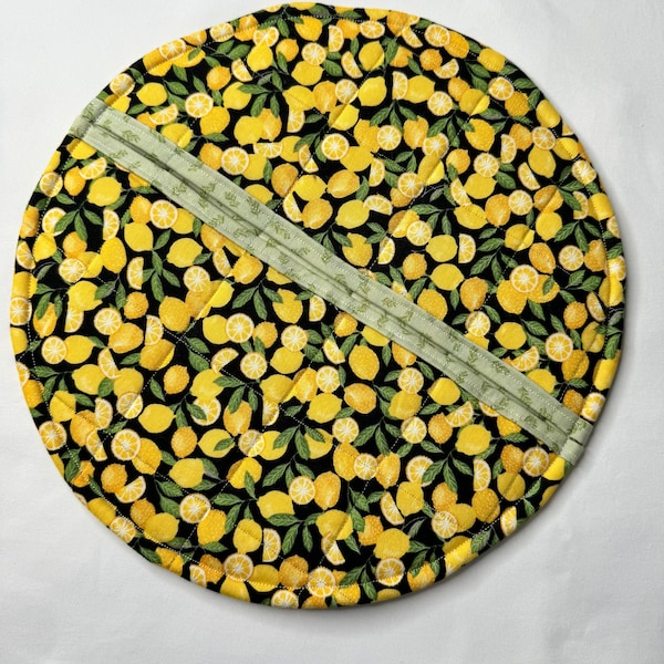 Tortilla Warmer, Hand Sewn, Cotton, Quilted, Tortilla Warmer, Lemons and Green