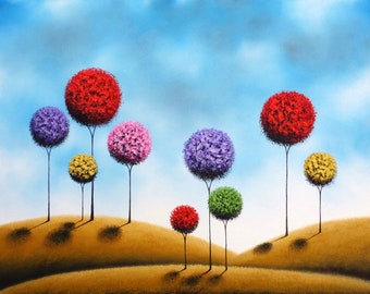 Art Print of Whimsical Landscape, Abstract Art, Lollipop