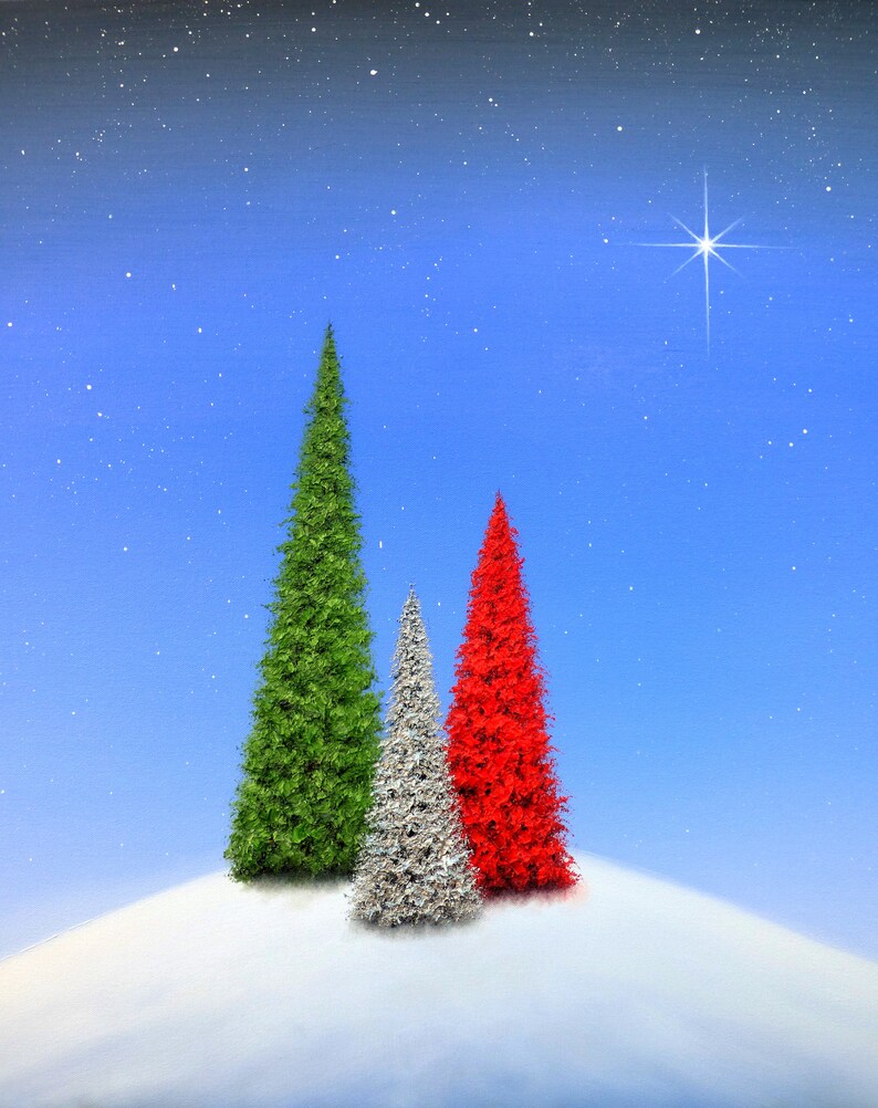 Winter Landscape Christmas Trees Snow Painting ORIGINAL Oil Etsy