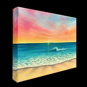 Beach Painting, Sunset Painting, Ocean Waves, Nautical Decor, ORIGINAL Oil Painting, Sea Artwork, Coastal Living, Tropical Beach Vibes, 8x10 image 2