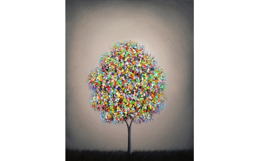 Rainbow Tree Print, Modern Tree of Life Art Print, Abstract Expressive ...
