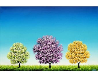 Impasto Tree Landscape Oil Painting, Modern Expressionist Art, 24x36