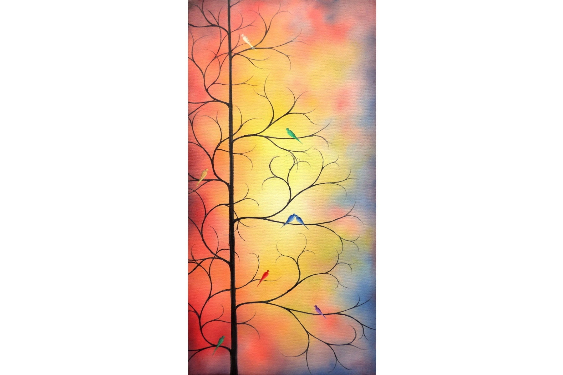 Original Abstract Tree Landscape Painting  Stained Glass Tree #2 Acrylic  Print by Amy Giacomelli - Fine Art America