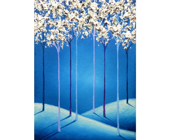 Modern Palette Knife Painting on Canvas, ORIGINAL Oil Painting, Blue