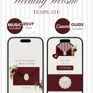 Invitation Mariage Numérique Canva | Site Web de Mariage Personnalisable | RSVP Inclus | Invitation Digitale | Modèle Canva