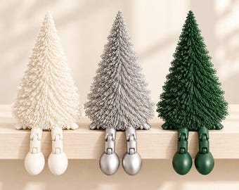 Christmas Tree Shelf Sitter with Movable Legs, Holiday Desk Decor, Festive Mantel Figurine, Christmas Gift