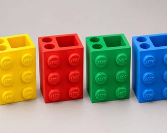 Building Brick Toothbrush Holder, Colorful Kids Bathroom Organizer, Gift for Grandkids, Toothpaste Holder Lego