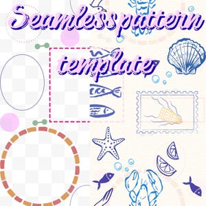 Seamless Pattern Template for Procreate & Canva, 5 Elements (Digital Download)