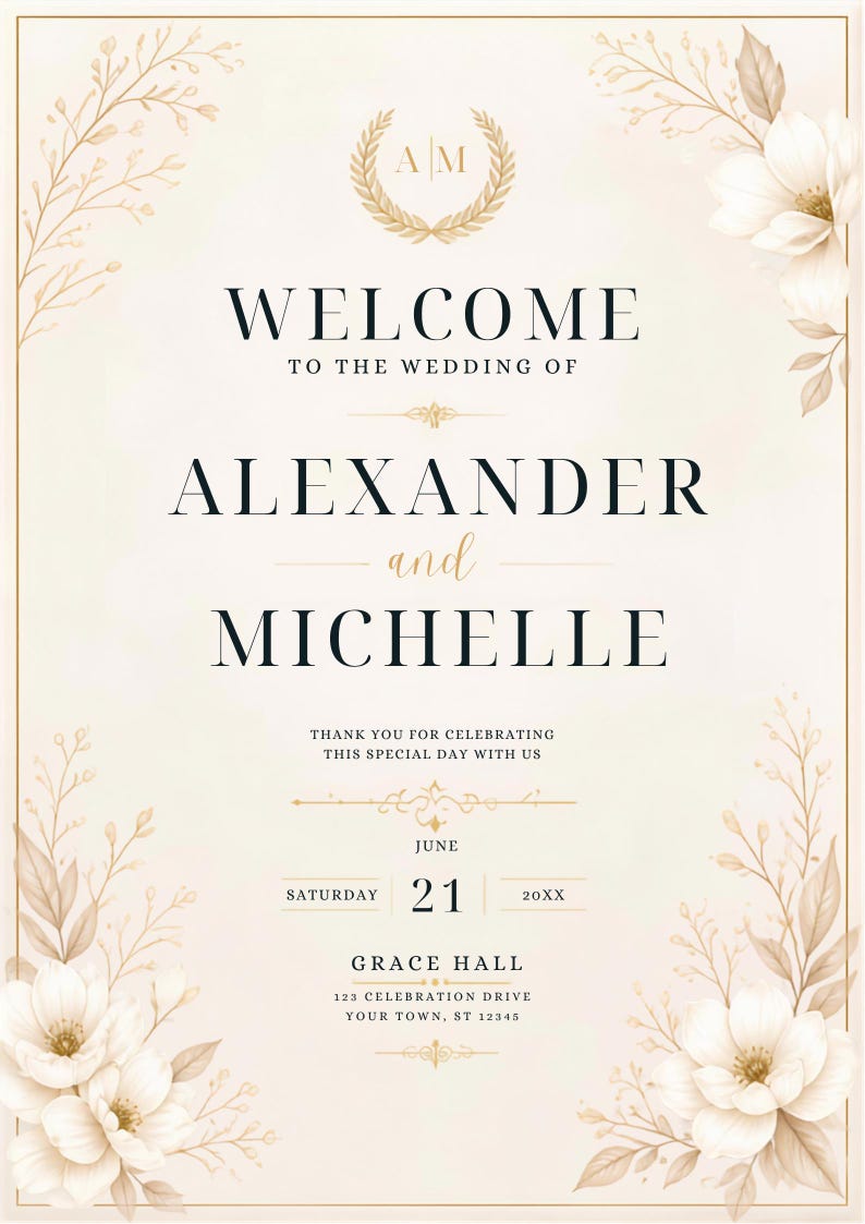 Editable Wedding Welcome Sign Canva Template Printable Entrance editable-wedding-welcome-sign-canva-template-printable-entrance