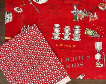 Red French Themed Scraps, Quilting & Crafting Cotton