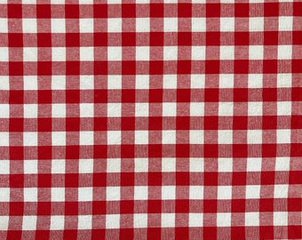 Woven Red Half Inch Check in Red, Quilting Crafting fabric