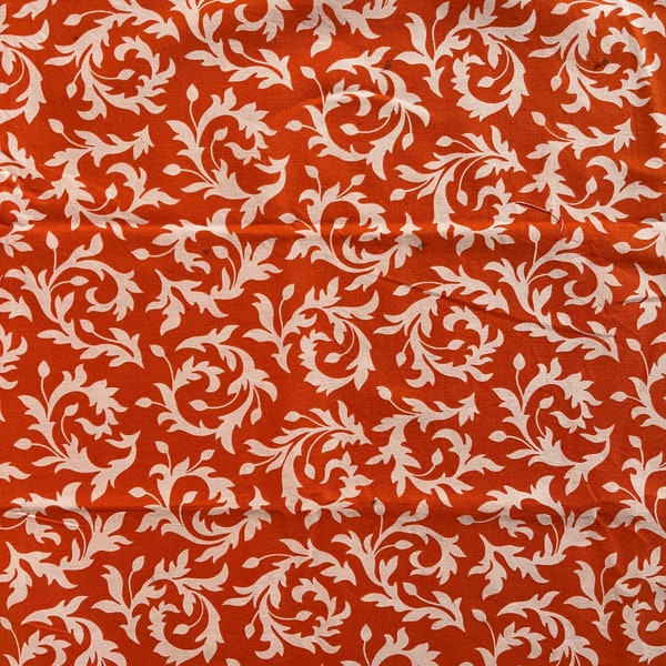 Heather Bailey Bijoux, Swirlybuds Orange, 17x42 inch scrap, quilting and crafting fabric