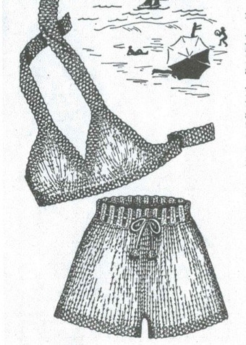 1948 Knitted Two Piece Bathing Suit Pattern Etsy