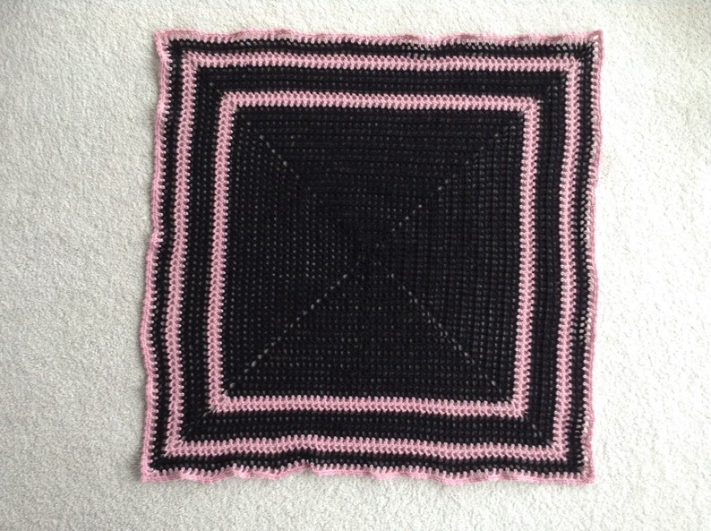 Wool baby blanket throw pink and black Etsy