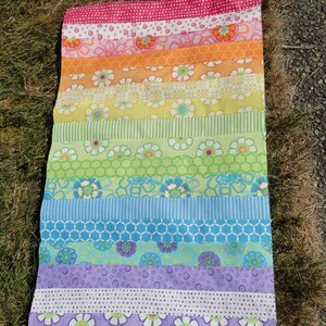 UNfinished Quilt Top Good Morning by Me and My Sister MODA-All Cotton-Rainbow Flowers Great Baby Toddler Crib Quilt Blanket SALE image 1