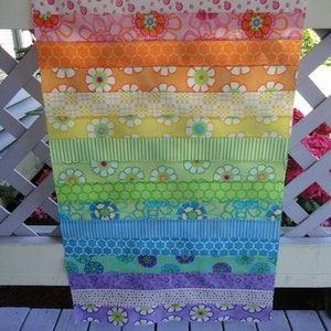 UNfinished Quilt Top Good Morning by Me and My Sister MODA-All Cotton-Rainbow Flowers Great Baby Toddler Crib Quilt Blanket SALE image 3
