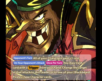 OP16 BY Marshall.D.Teach Blackbeard Custom Holo Alt Art Leader (No AI)