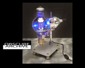 Giant Ball Shaped Vacuum Tube Lamp made from a RARE GE 852 Tube - mounted on Lab Stand - Retro Industrial - Cool Steampunk Lamp