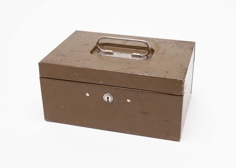 ART METAL BOX Small Dark Green Metal File Box Locking With Etsy