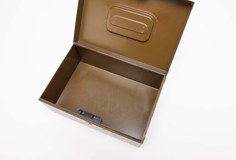 ART METAL BOX Small Dark Green Metal File Box Locking With Etsy