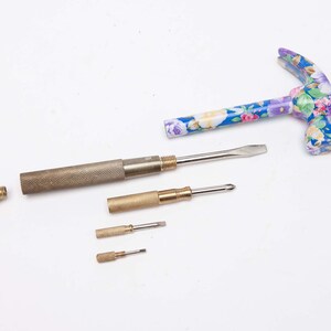 HAMMER SCREWDRIVER Combo Tool With Floral Pattern Brass Handle With Screwdrivers Inside Claw Hammer Vintage Multi Tool Etsy Finland