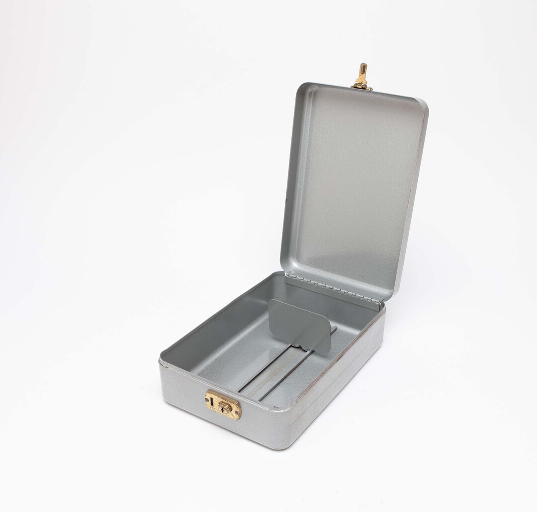 Vintage 1960's Metal Document Box Check File Box Silver Finish With ...