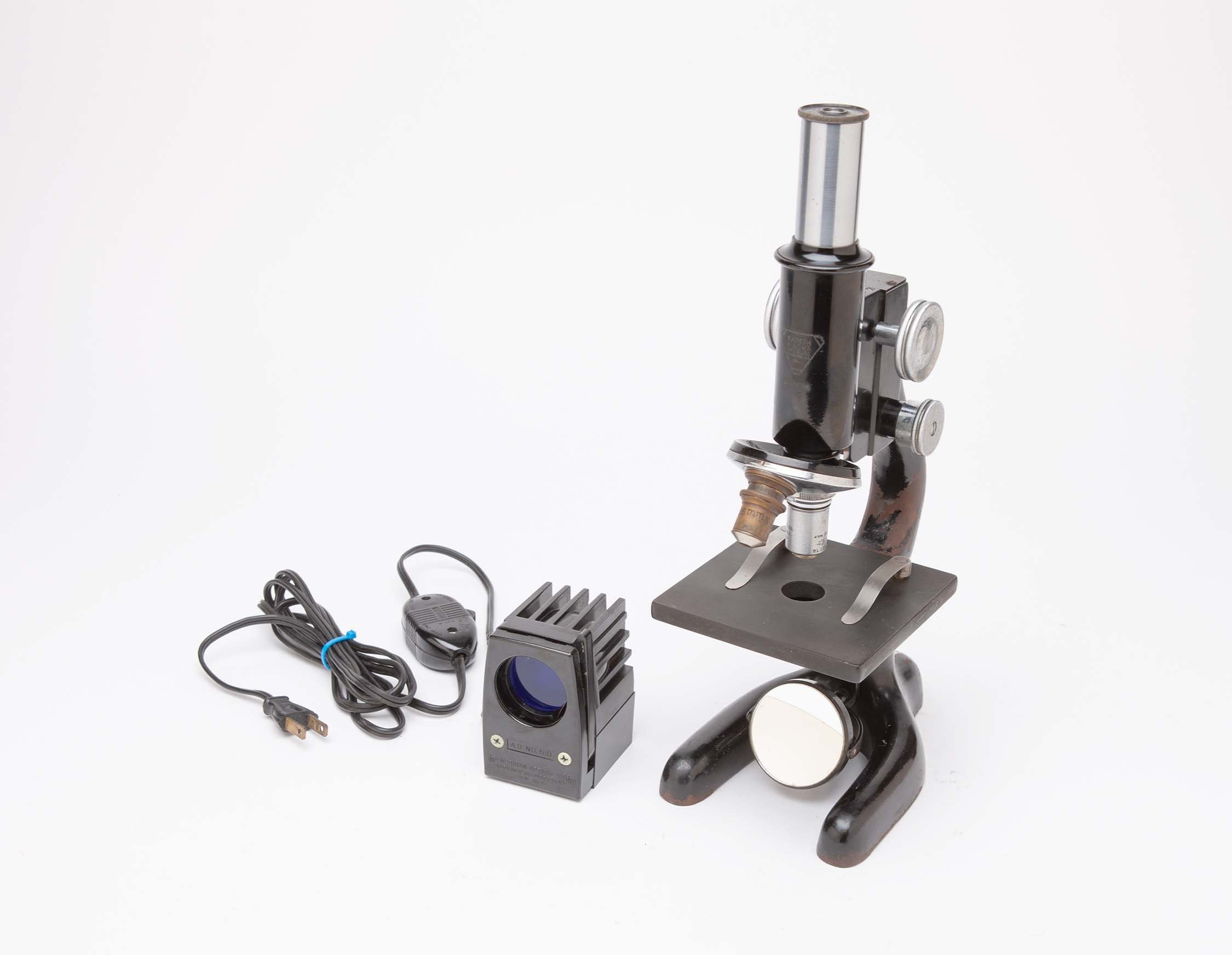 1940's Bausch & Lomb Microscope with American Optical Light Source - AD9806 - Old Laboratory Medical School