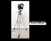 STRAND Theater Light on Vintage DAVIS SANFORD Rolling Stand - Stage Spot Light - Steampunk Lighting - 6 quot Fresnel Lens